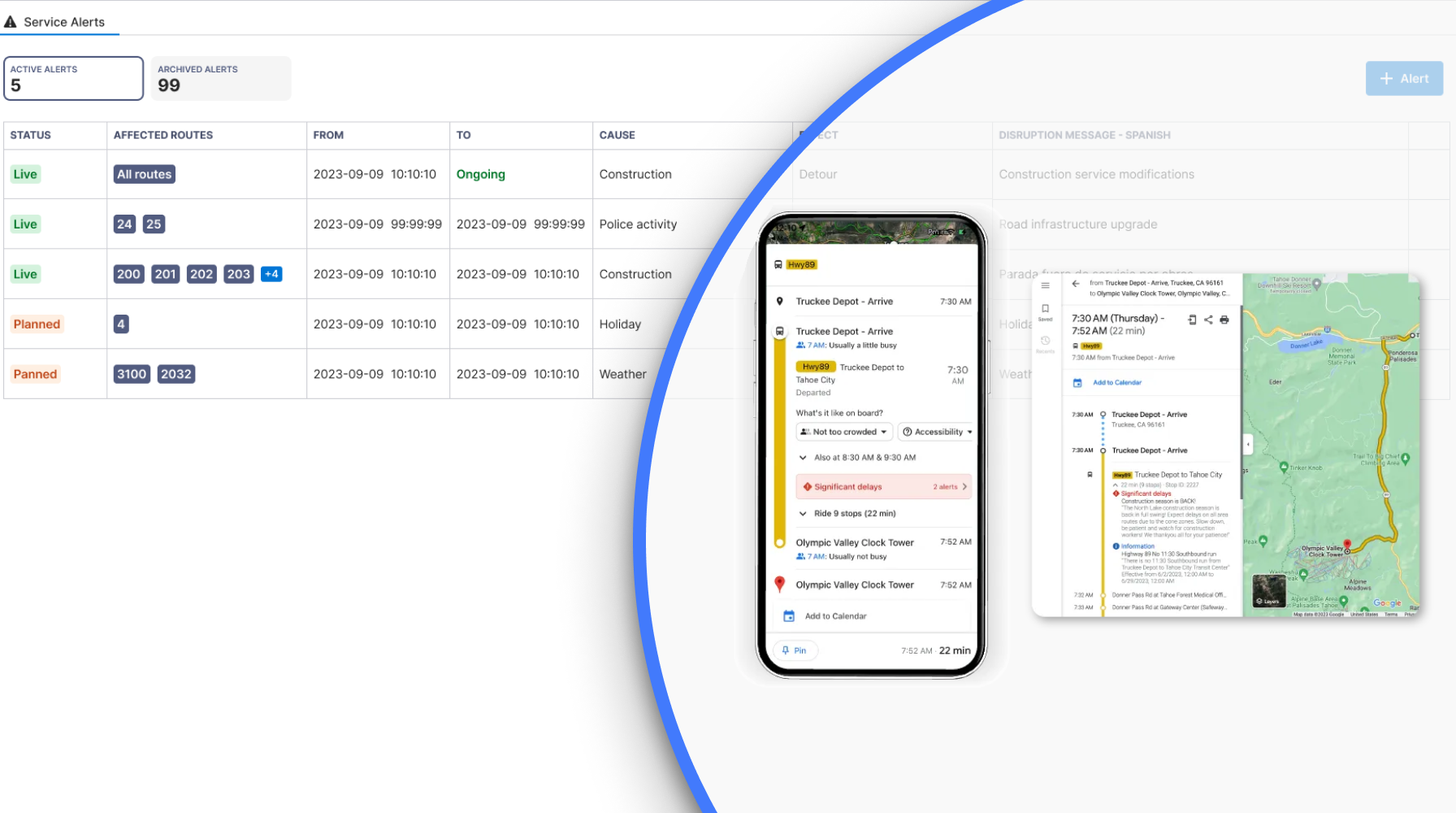Optibus Control GTFS RT-Service alerts