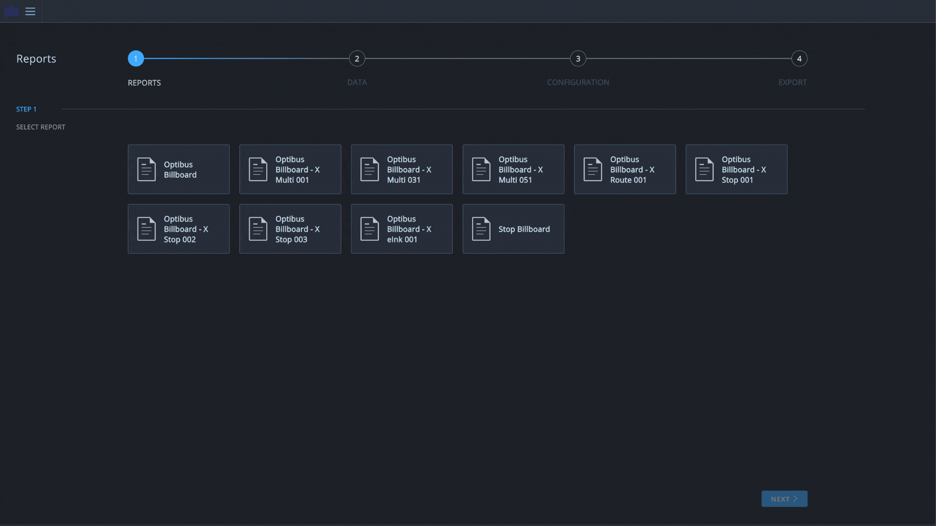 Select a report template, customize, and export quickly and easily with Optibus Billboards