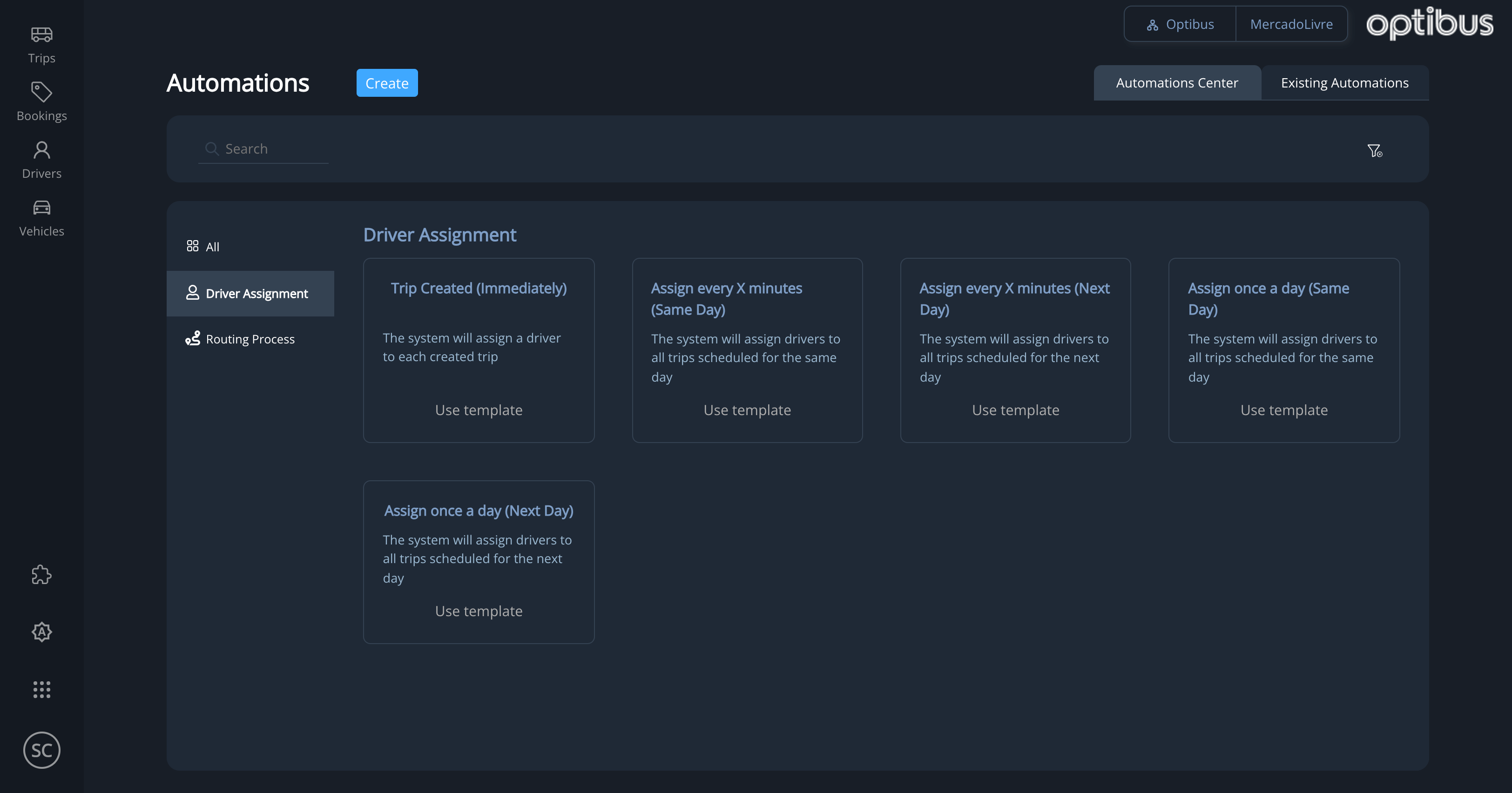 Shuttles Screenshot  Automations Center Driver Assignment