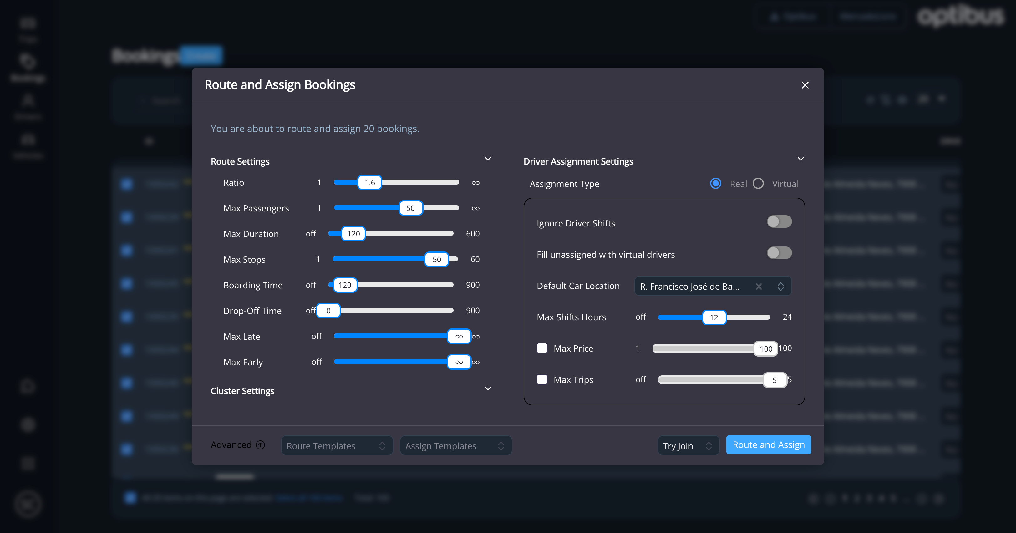 Shuttles Screenshot Booking Route and Assign Popup EN